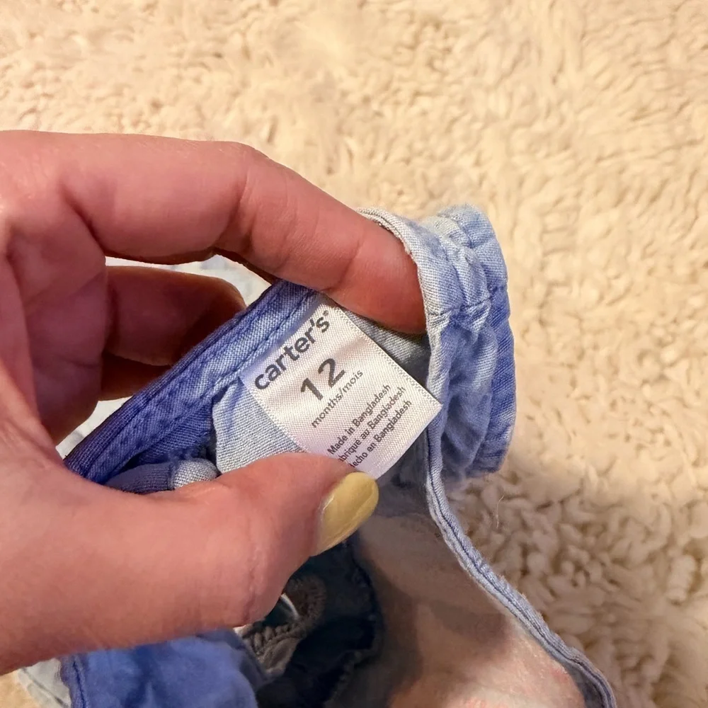Carter's Light Blue Dress with Pink Embroidery